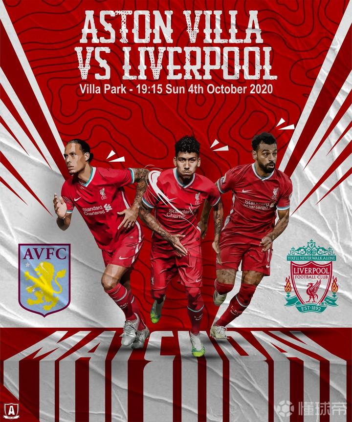 比赛海报英超第4轮阿斯顿维拉vs利物浦
