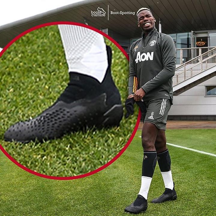 博格巴上脚新一代猎鹰测试小黑鞋